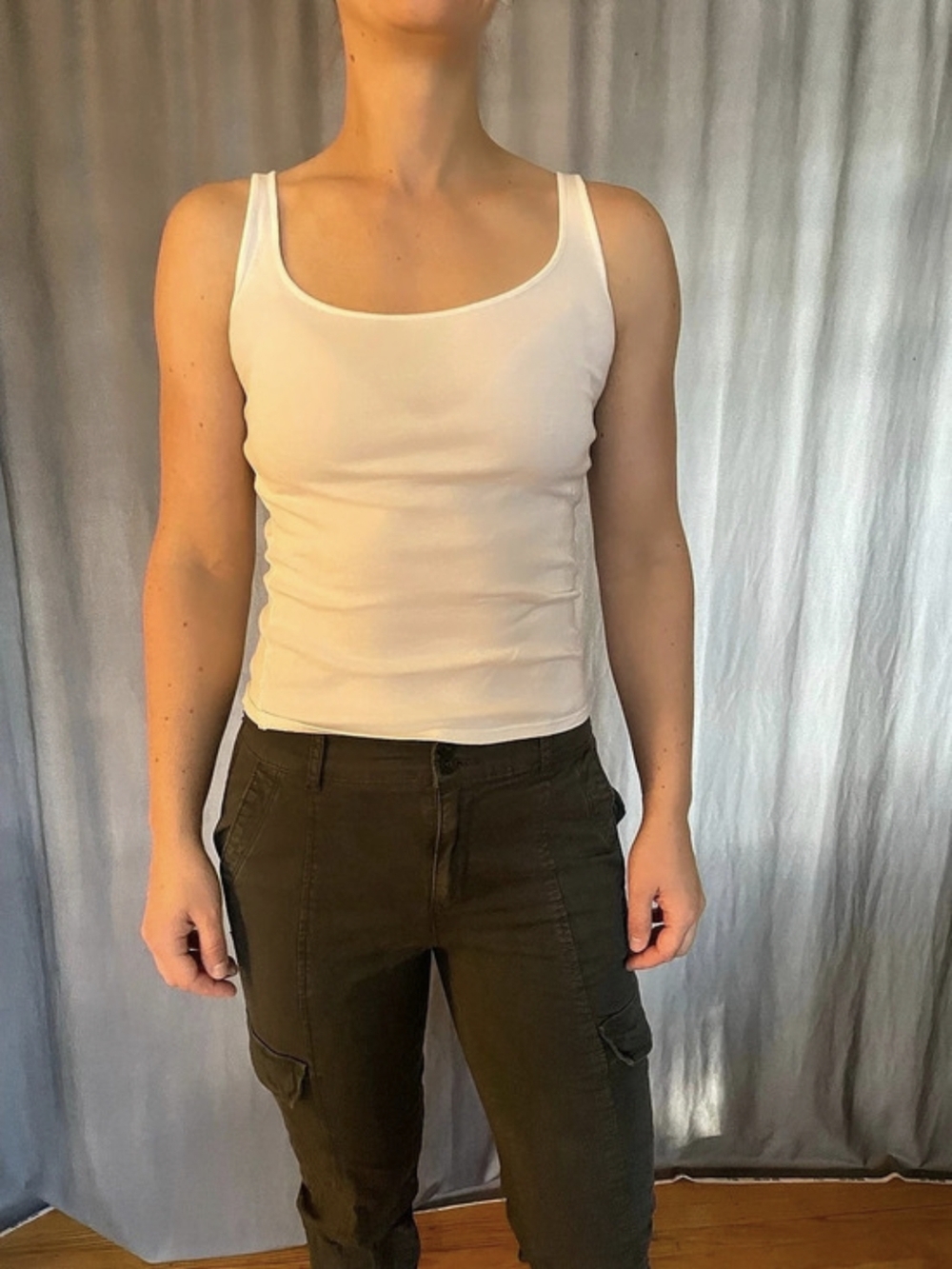 UNIQLO Ribbed Tank Top Cotton White XS